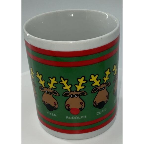 Vintage Christmas Reindeer Mug ~ All 9 Reindeer Names Rudolph Dasher Dancer… - Picture 2 of 6